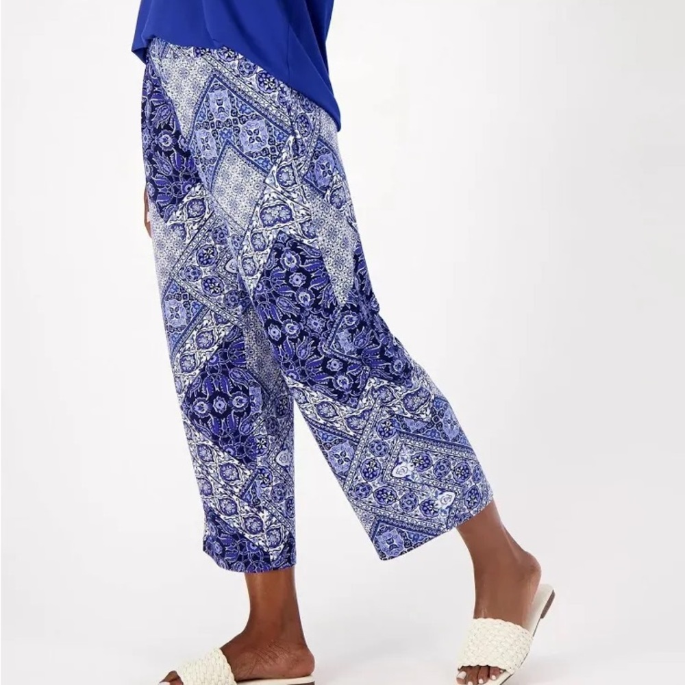 Susan Graver Passport Liquid Knit Cropped Pants 2X